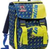 Zaino Scuola Sdoppiabile Big Invicta Wallpaper Estensibile 28 Lt Blu Giallo Elementari E Medie 0