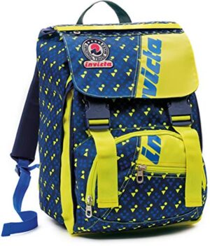 Zaino Scuola Sdoppiabile Big Invicta Wallpaper Estensibile 28 Lt Blu Giallo Elementari E Medie 0