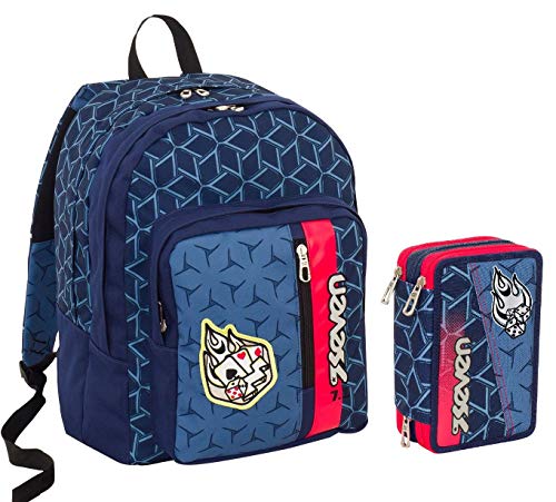 Zaino Scuola Outsize Seven Astuccio Dice Boy Blu 33 Lt Inserti Rifrangenti 0