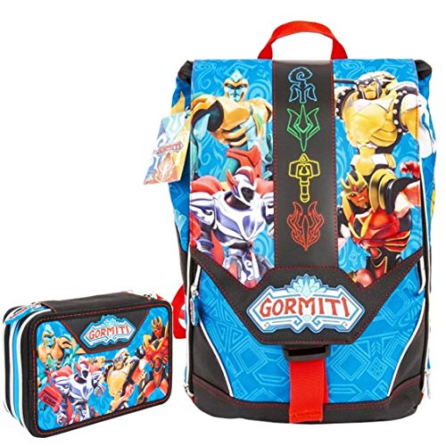 Gormiti Schoolpack Zaino Estensibile Astuccio 3 Zip Completo Di Cancelleria Collezione Scuola 2019 20 0
