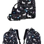 Acmebon Set Zaino 3 In 1 Zaino Scuola Leggero E Molto Bello Per Ragazza Borsa Per Pranzo Al Sacco E Astuccio Nero 0 0