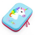 Astuccio Con Grazioso Unicorno In Rilievo Con Parte Superiore Rigida Per Bambini Grande Per Matite Penne E Cancelleria Con Compartimenti Multipli Anche Per Cosmetici Per Bambine Light Blue 0 1