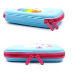 Astuccio Con Grazioso Unicorno In Rilievo Con Parte Superiore Rigida Per Bambini Grande Per Matite Penne E Cancelleria Con Compartimenti Multipli Anche Per Cosmetici Per Bambine Light Blue 0 2