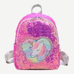 Demiawaking Zaino Con Paillettes Glitterati Zainetto Glitter Carino Bambina Zaino Da Viaggio Casual Borsa Da Scuola Per Bambina Ragazze Rosa Rossa 0 4