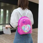 Demiawaking Zaino Con Paillettes Glitterati Zainetto Glitter Carino Bambina Zaino Da Viaggio Casual Borsa Da Scuola Per Bambina Ragazze Rosa Rossa 0 5