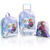 Disney Accessori Frozen Con Trolley Bagaglio A Mano Bambini Zainetto Asilo Bimba E Sacca Sportiva Zaino E Sacca Palestra Con Anna Elsa Olaf Set Di Accessori Da Viaggio 3 Pezzi Idea Regalo Bambina 0