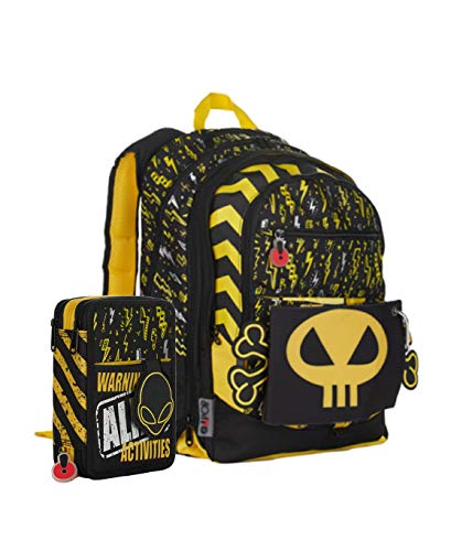 Gopop Schoolpack Zaino Scuola Alien Estensibile 43x31x17 Cm Astuccio 3 Zip Completo 0 Gopop Schoolpack Zaino Scuola Alien Estensibile 43x31x17 Cm Astuccio 3 Zip Completo 0