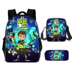 Hxa 16 Pollici Zaino Per Bambini 3 In 1 Ben 10 Stampato Zaini Borsa A Tracolla Astuccio Borse Per Laptop Resistente Allacqua Poliestere Daypack Per Scuola E Gita 0
