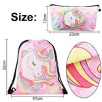 Intvn Zaino Unicorno 2 Pezzi Zaino Con Coulisse Per Regalo Unicorno Per Ragazze Include Borsa Trucco Per Bomboniere Unicorno Rosa 0 0