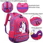 Meisohua Unicorno Zaino Scuola Elementare Impermeabile Zaini Bambino Sacchetti Di Scuola Per Ragazze Leggero Campeggio Borse Casual Daypacks Per Adolescenti Studenti 3 Pezzi Rosa Rossa 0 1