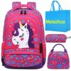 Meisohua Unicorno Zaino Scuola Elementare Impermeabile Zaini Bambino Sacchetti Di Scuola Per Ragazze Leggero Campeggio Borse Casual Daypacks Per Adolescenti Studenti 3 Pezzi Rosa Rossa 0