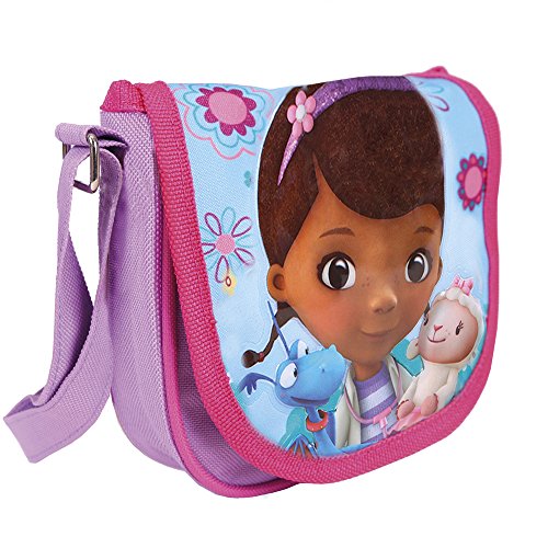Perletti Borsa Tracolla Bambina Con Stampa Della Dottoressa Peluche Pratica Borsetta Messenger Con Patella Frontale Tracollina Regolabile Viola E Azzurra Da Viaggio E Tempo Libero 16x16x4 Cm 0