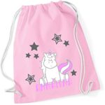 Sacca Da Ginnastica Con Nome Con Stampa Nome Motivo Unicorno Seduto Rosa 100 Cotone Per Bambine Personalizzabile E Stampata 0 1