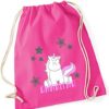 Sacca Da Ginnastica Con Nome Con Stampa Nome Motivo Unicorno Seduto Rosa 100 Cotone Per Bambine Personalizzabile E Stampata 0