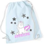 Sacca Da Ginnastica Con Nome Con Stampa Nome Motivo Unicorno Seduto Rosa 100 Cotone Per Bambine Personalizzabile E Stampata 0 2