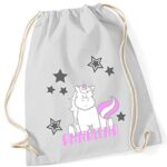 Sacca Da Ginnastica Con Nome Con Stampa Nome Motivo Unicorno Seduto Rosa 100 Cotone Per Bambine Personalizzabile E Stampata 0 3