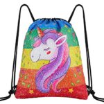 Segorts Mermaid Paillettes Zaino Borsa Paillettes Reversibili Glittering Coulisse Borsa Magia Unicorno Zaino Escursionismo Borsa A Tracolla Palestra Per Bambine Teens 0 0