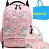 Unicorno Zaino Scuola Elementare Impermeabile Zaini Bambino Sacchetti Di Scuola Per Ragazze Leggero Campeggio Borse Casual Daypacks Per Adolescenti Studenti 3 Pezzi Rosa 0
