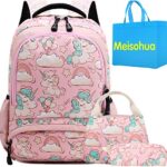 Unicorno Zaino Scuola Elementare Impermeabile Zaini Bambino Sacchetti Di Scuola Per Ragazze Leggero Campeggio Borse Casual Daypacks Per Adolescenti Studenti 3 Pezzi Rosa 0