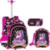 Unicorno Zaino Trolley Ragazze Set Da 3 Pezzi Zaino Ruote Scuola Elementare Borsa Trolley Con Borsa Pranzo Borsa Per Penna Ideale Per Bambini Studenti Della Classe 1 6 0