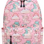Zaino Sacchetto Di Scuola Delle Ragazze Unicorno Simpatico Sacchetto Di Scuola Elementare Per Bambini Medio Leggero Con Custodia Per Matita 1 Rosa 0