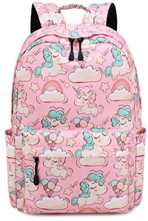 Zaino Sacchetto Di Scuola Delle Ragazze Unicorno Simpatico Sacchetto Di Scuola Elementare Per Bambini Medio Leggero Con Custodia Per Matita 1 Rosa 0