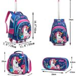 Zaino Scuola Bambino Trolley Unicorno Htgroce 3 Set Zaino Trolley Zainetto Ragazza In Nylon Con Ruote Regolabile Pull Rod Per Scuola Viaggio Blu 0 0