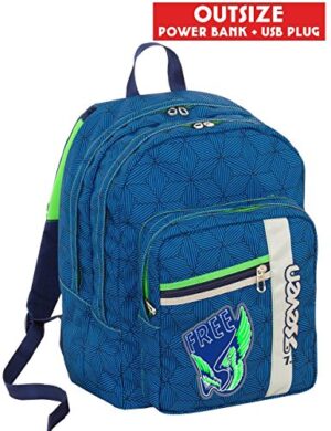 Zaino Scuola Outsize Seven Rebel Boy Blu 33 Lt Power Bank Integrato 0