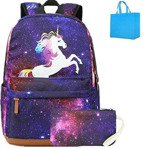 Zaino Unicorno Bambina Scuola Borsa Galaxy Zaini Ragazze Adolescenti Bambino Zainetti Bambini Zainetto Zaino Leggero Con Penna Astuccio Porpora Porpora 0