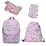 Zaino Unicorno Leah Fashion Fashion Colorato Cute Happy 3d Stampato Unicorno Rosa Delle Ragazze Zaini Pack Of 4 0 1