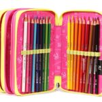 Astuccio Scuola Seven Sj Faccine 3 Scomparti Pennarelli Matite Gomma Ecc Lilla Giallo 0 3