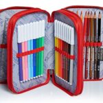 Astuccio 3 Scomparti Seven Bright College Rosso Completo Di Matite Penne Pennarelli 0 0