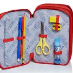 Astuccio 3 Scomparti Seven Bright College Rosso Completo Di Matite Penne Pennarelli 0 1