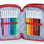Astuccio 3 Scomparti Seven Bright College Rosso Completo Di Matite Penne Pennarelli 0 2