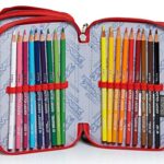 Astuccio 3 Scomparti Seven Bright College Rosso Completo Di Matite Penne Pennarelli 0 3