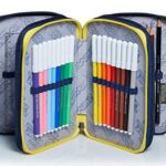 Astuccio 3 Scomparti Seven Check Blu Completo Di Matite Penne Pennarelli 0 0