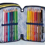 Astuccio 3 Scomparti Seven Check Blu Completo Di Matite Penne Pennarelli 0 3