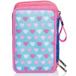 Astuccio 3 Scomparti Seven Flying Dreams Blu Completo Di Matite Penne Pennarelli 0 1