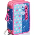Astuccio 3 Scomparti Seven Flying Dreams Blu Completo Di Matite Penne Pennarelli 0