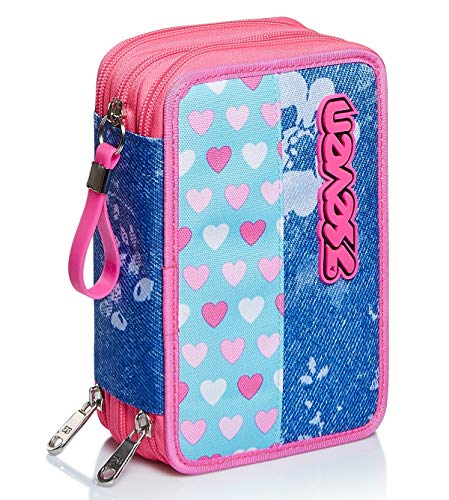 Astuccio 3 Scomparti Seven Flying Dreams Blu Completo Di Matite Penne Pennarelli 0