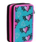 Astuccio 3 Zip Seven Nymfe Azzurro Con Materiale Scolastico 18 Pennarelli Giotto Turbo Color 18 Matite Giotto Laccato 0 0
