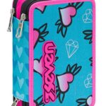 Astuccio 3 Zip Seven Nymfe Azzurro Con Materiale Scolastico 18 Pennarelli Giotto Turbo Color 18 Matite Giotto Laccato 0