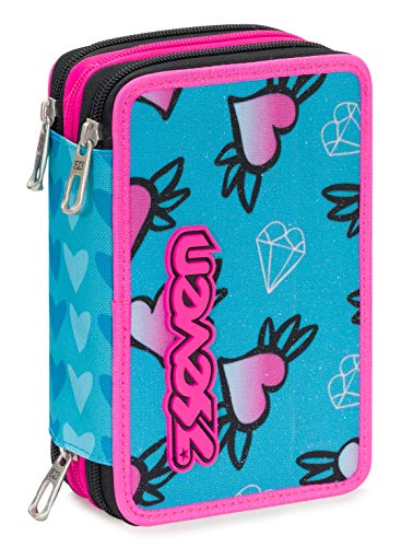 Astuccio 3 Zip Seven Nymfe Azzurro Con Materiale Scolastico 18 Pennarelli Giotto Turbo Color 18 Matite Giotto Laccato 0