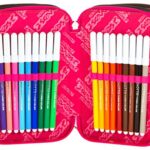 Astuccio 3 Zip Seven Shiny Girl Bianco Con Materiale Scolastico 18 Pennarelli Giotto Turbo Color 18 Matite Giotto Laccato 0 1