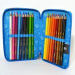 Astuccio Scuola 3 Zip Completo Seven Sj Gang Face Boy Bambino Blu Giallo 0 2