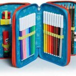 Schoolpack Zaino Scuola Seven Sj Gang Animal Boy Blu Estensibile Astuccio 3 Zip Completo 0 5