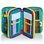 Schoolpack Zaino Seven Sj Gang Facce Boy Verde Estensibile Astuccio 3 Zip 0 5