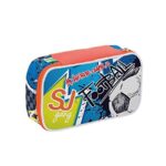 Zaino Schoolpack Seven High Tech Sj Gang Boy Arancio Grigio Con Pattine Sfogliabili Astuccio Quick Case Completo Football 0 0