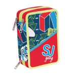 Zaino Schoolpack Seven Sdoppiabile Big Sj Gang Boy Rosso Azzurro Con Pattine Sfogliabili Astuccio 3 Zip 0 0