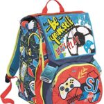 Zaino Schoolpack Seven Sdoppiabile Big Sj Gang Boy Rosso Azzurro Con Pattine Sfogliabili Astuccio 3 Zip 0 1